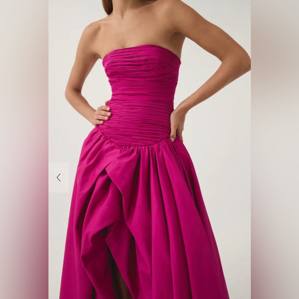Aje Violette Bubble Hem Maxi Dress Gown Color: Deep Magenta. Size: US 6/4